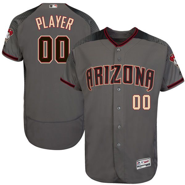 Men Arizona Diamondbacks Majestic Gray 2017 Flex Base Authentic Custom MLB Jersey